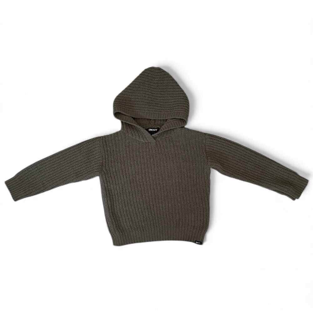 DKNY Grey Chunky Knit Toddler 3T Pullover Hoodie